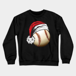 Christmas Baseball Ball With Santa Hat Funny Sport X-mas graphic Crewneck Sweatshirt